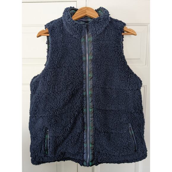 Crown & Ivy Reversible Plaid Fleece Puffy Vest - Picture 4 of 8